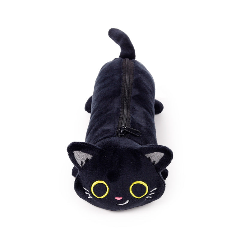 Lucky the Black Cat Plush Pencil Case in a stylish setting