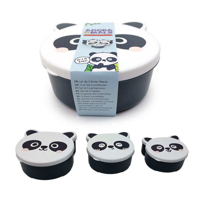 Adoramals Panda Shaped Lunch Boxes Set of 3
