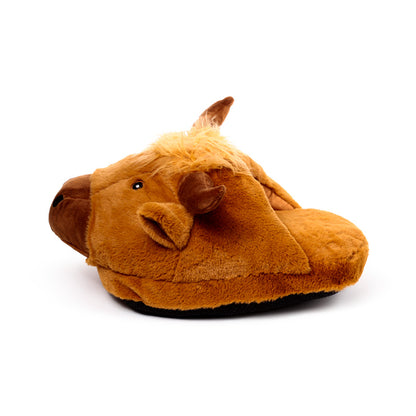Highland Coo Plush Maxi Slipper Foot Warmer close-up