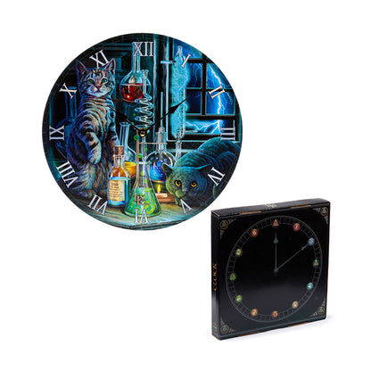 Lisa Parker Jekyll and Hyde Cats Wall Clock with artistic design