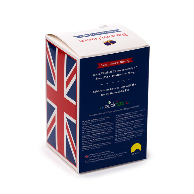 Queen Elizabeth Solar Pal ornament on a shelf