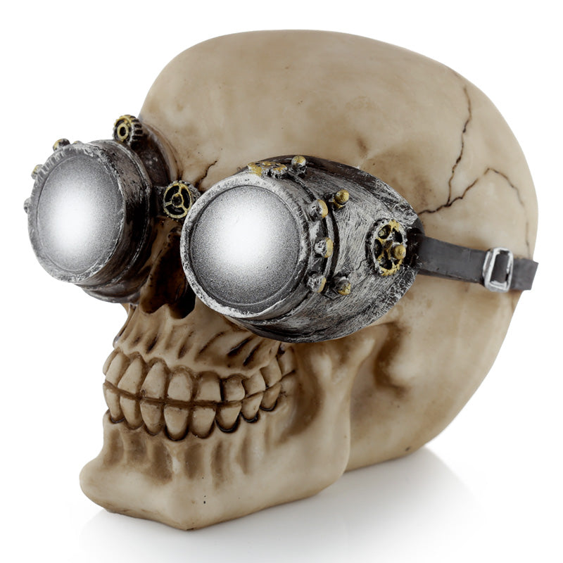 Fantasy Steampunk Skull Ornament in home decor setting