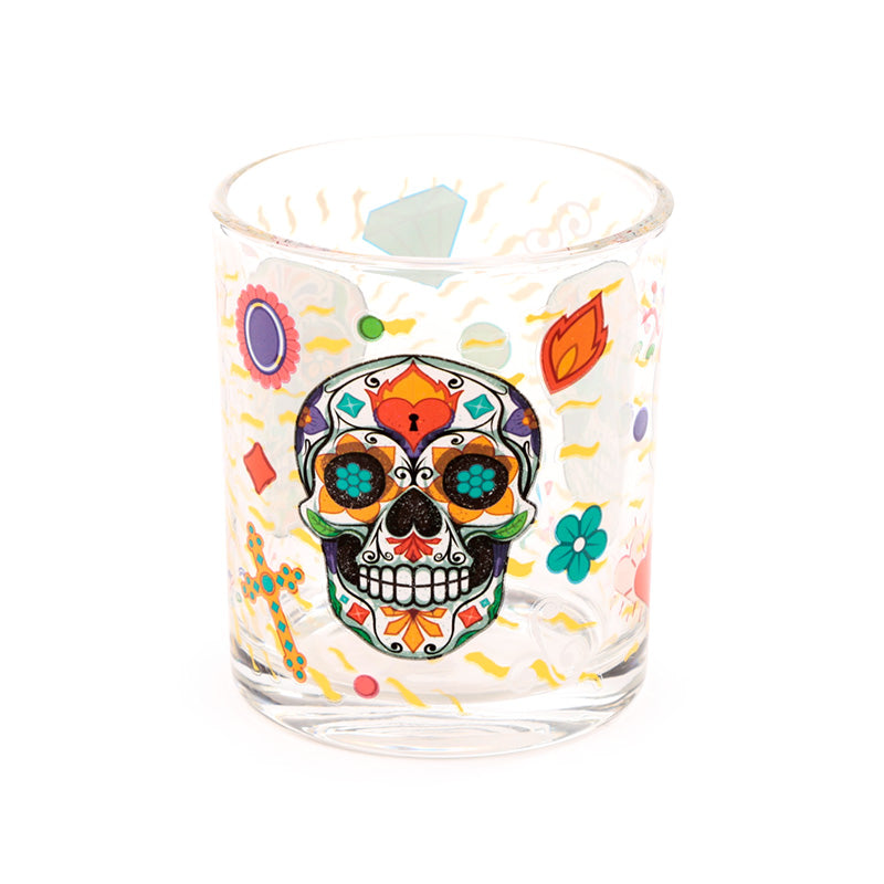Day of the Dead themed glass tumblers