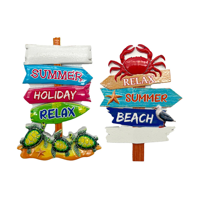 Beach Signs Souvenir Magnet featuring crab and turtle designs