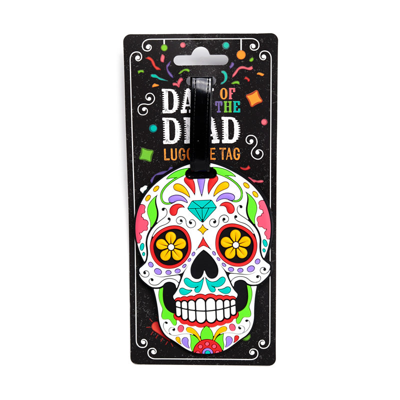 Day of the Dead PVC Luggage Tag with skull design