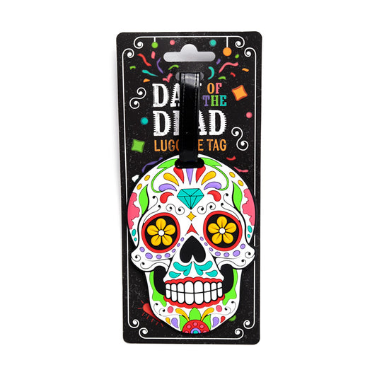 Day of the Dead PVC Luggage Tag with skull design
