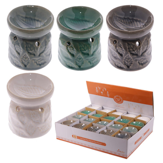 Mini Ceramic Oil Burner with Leaf Design