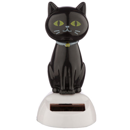 Lucky Black Cat solar ornament glowing in sunlight