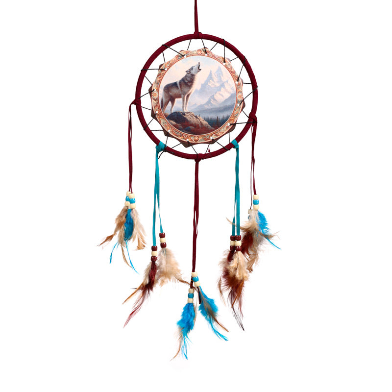 Small Mountain Wolf Dreamcatcher with feathers