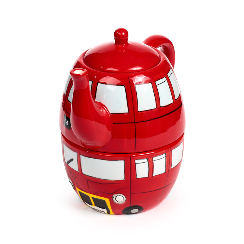 Routemaster Red Bus Teapot and Cup Set with tea
