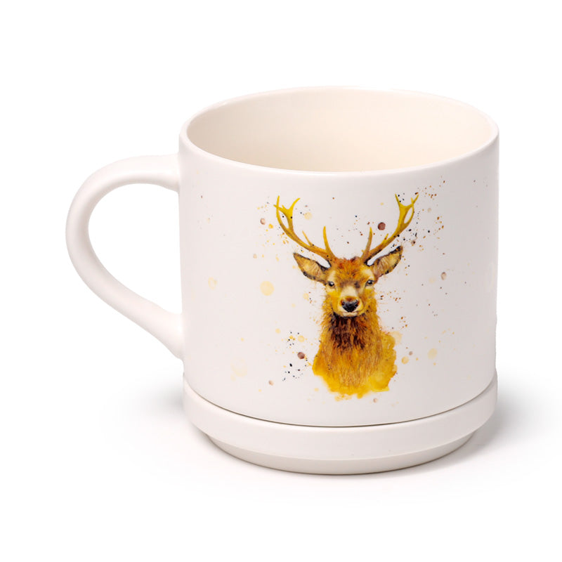 Jan Pashley Stag Mug Set displayed with beverages