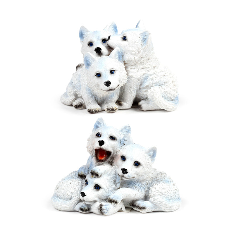 Wolf Ornament Trio of Puppies - Front View