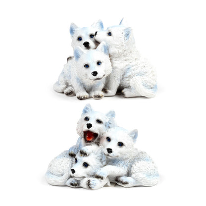 Wolf Ornament Trio of Puppies - Front View