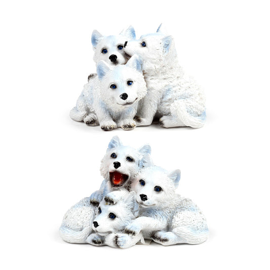 Wolf Ornament Trio of Puppies - Front View