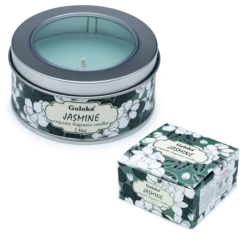 Goloka Jasmine Wax Candle Tin - Collectible Gift