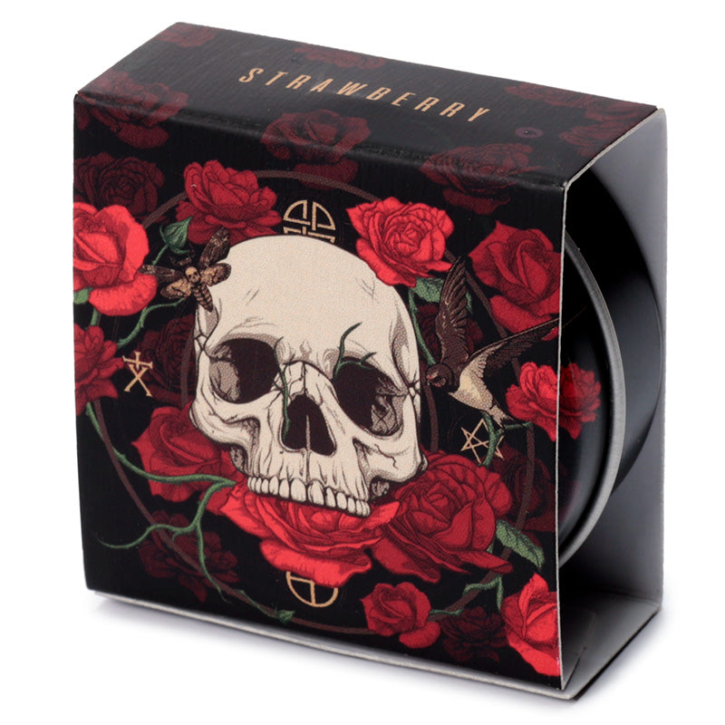 Decorative tin of Skulls and Roses Lip Balm