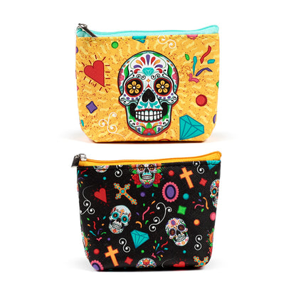 Close-up of Day of the Dead PVC purse detailing