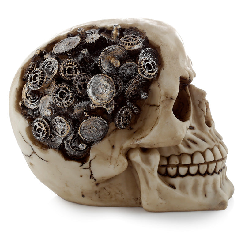 Close-up of the Fantasy Steampunk Skull Ornament's details