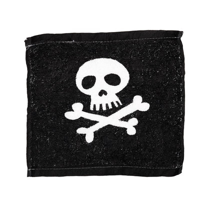 Compact Jolly Rogers pirate travel towel ready for travel