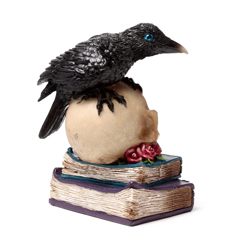 Gothic decor LED ornament with crow and books