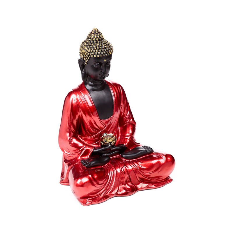 Decorative Thai Buddha Figurine in Red, Black & Gold