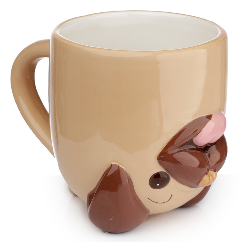 Upside Down Ceramic Mug with Mopps Pug design