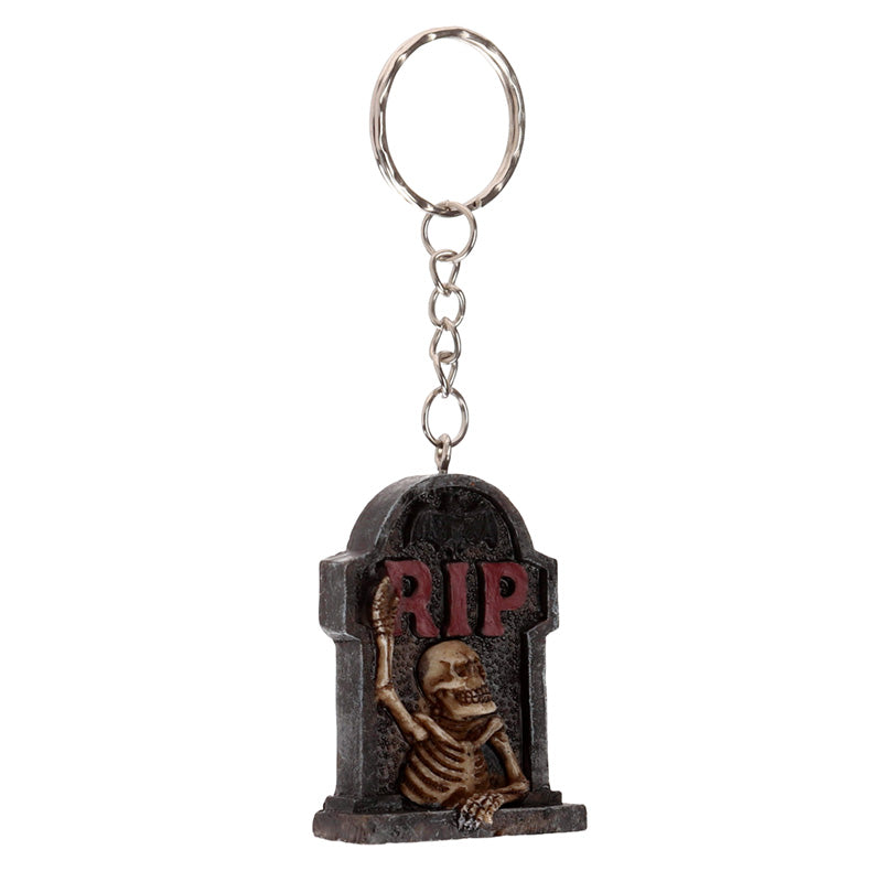 Skeleton RIP Tombstone keyring - perfect for home accents