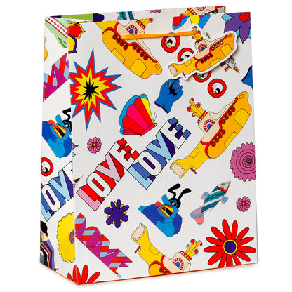 Large gift bag featuring The Beatles Yellow Submarine LOVE design