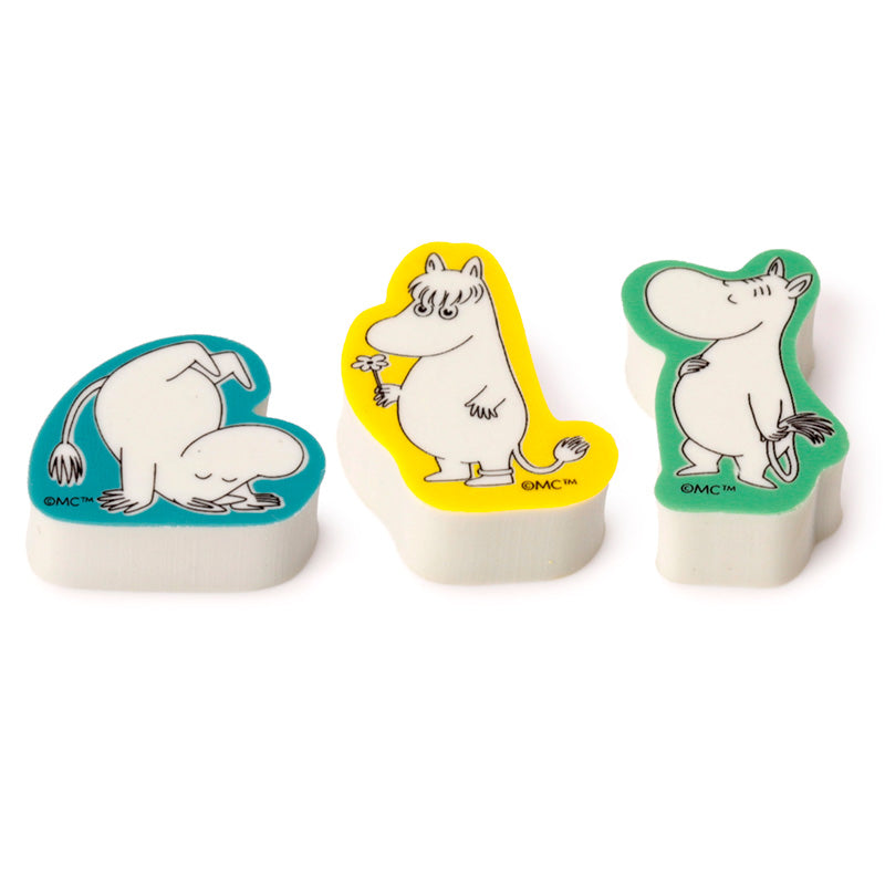 Moomin Erasers in a decorative setting