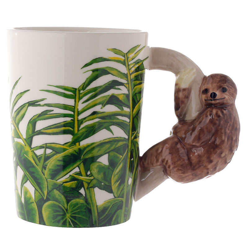 Jungle Explorer Sloth Shaped Handle Ceramic Mug