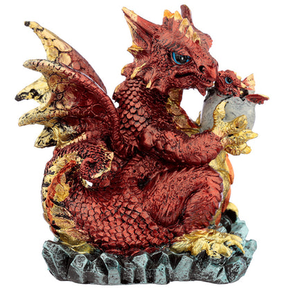 Detailed view of Mother and Baby Dragon Figurine
