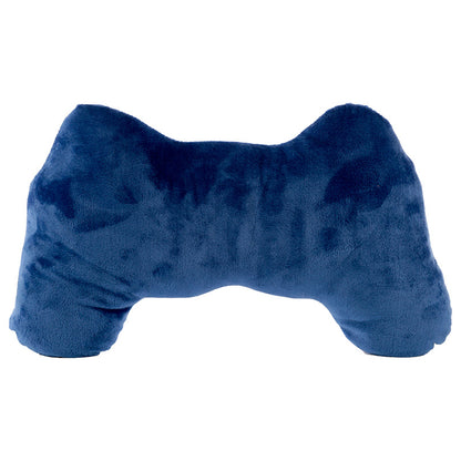 Plush game controller cushion in gaming chair