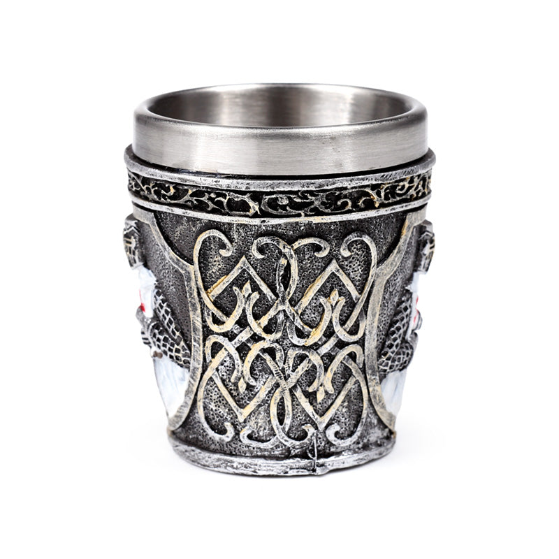 Close-up of Medieval White Knight Decorative Shot Glass details