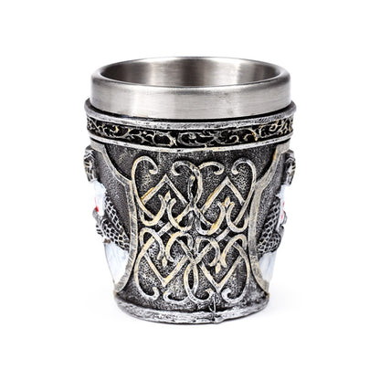 Close-up of Medieval White Knight Decorative Shot Glass details