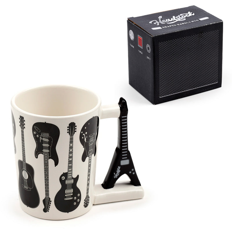 Headstock Rock Guitar Mug in a stylish setting