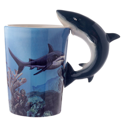 Lisa Parker Shark Shaped Handle Ceramic Mug front view