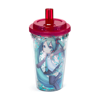 Hatsune Miku Shatterproof Double Walled Cup with Lid and Straw