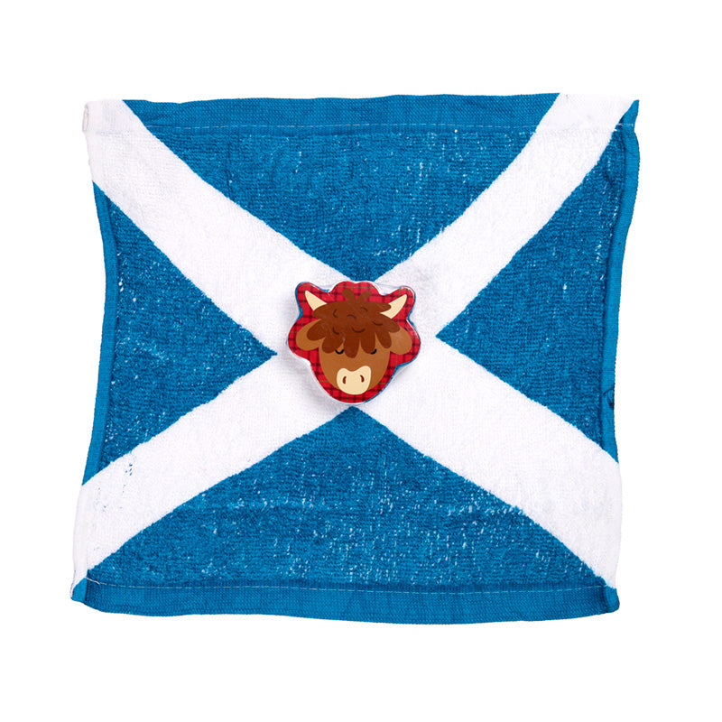 Scotland Compressed Travel Towel in a travel bag