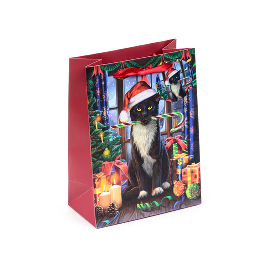 Medium Christmas Gift Bag with Lisa Parker's Krampus Cat design