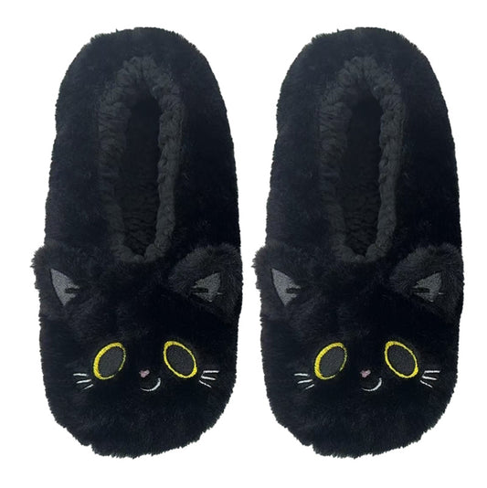 Lucky the Black Cat Plush Slippers - Anti-Slip Slip On