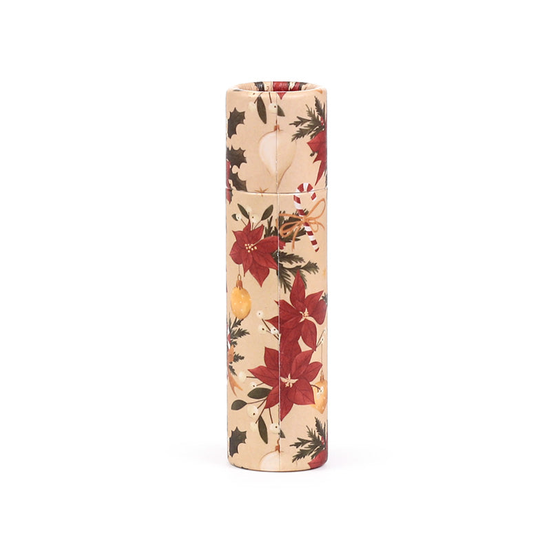 Stylish metal tin of Christmas Botanicals Lip Balm