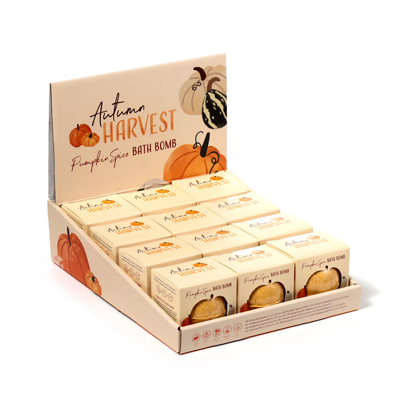 Autumn Harvest Pumpkin Bath Bomb in a serene setting
