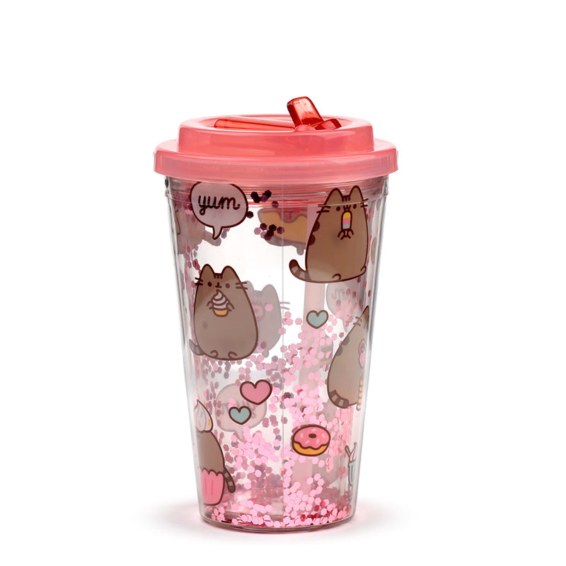 Pusheen Foodie Shatterproof Cup displayed with other collectibles
