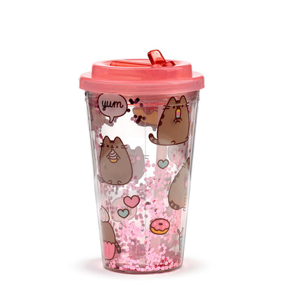 Pusheen Foodie Shatterproof Cup displayed with other collectibles