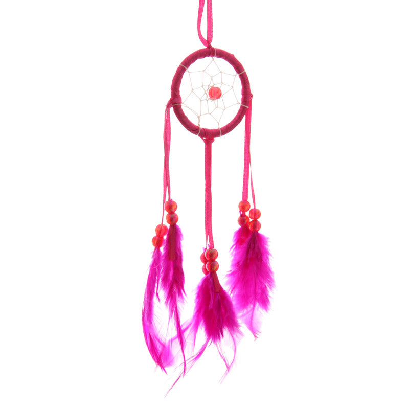 Close-up of Bright Mini Feather Dreamcatcher beads