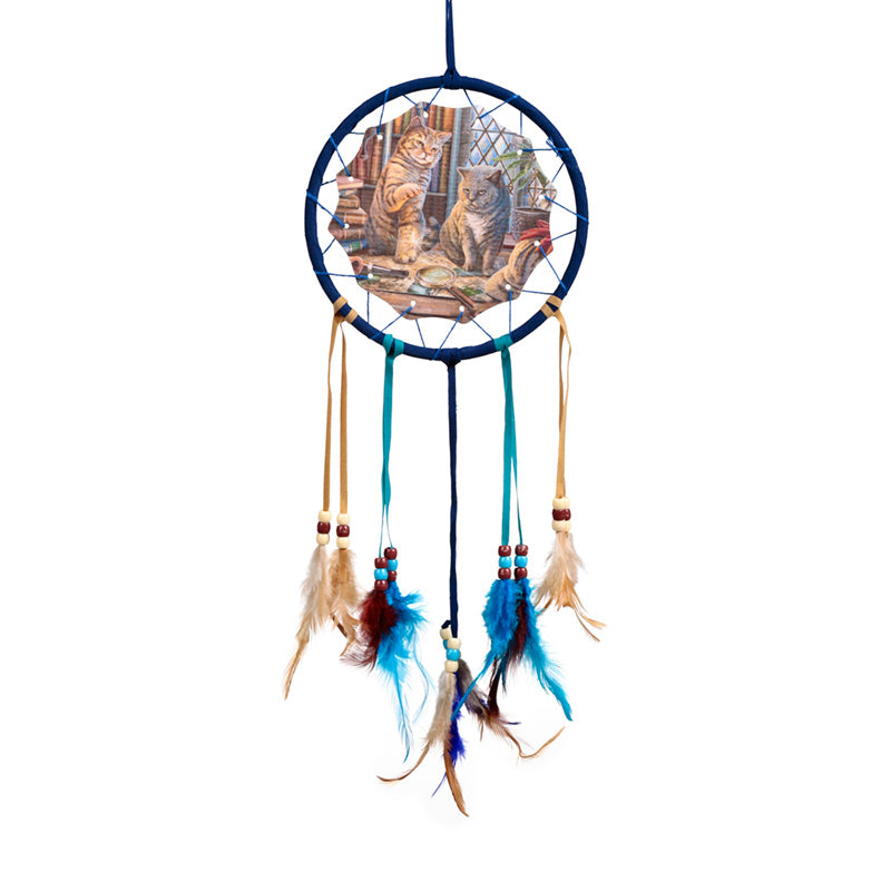 Small dreamcatcher featuring Purrlock Holmes Cat by Lisa Parker