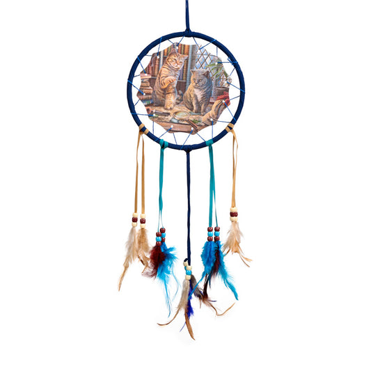Small dreamcatcher featuring Purrlock Holmes Cat by Lisa Parker