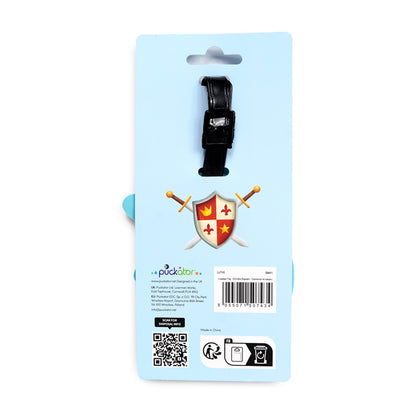 Knights and Dragons PVC Luggage Tag displayed on a table
