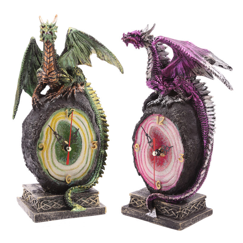 Crystal Geode Dark Legends Dragon Clock front view