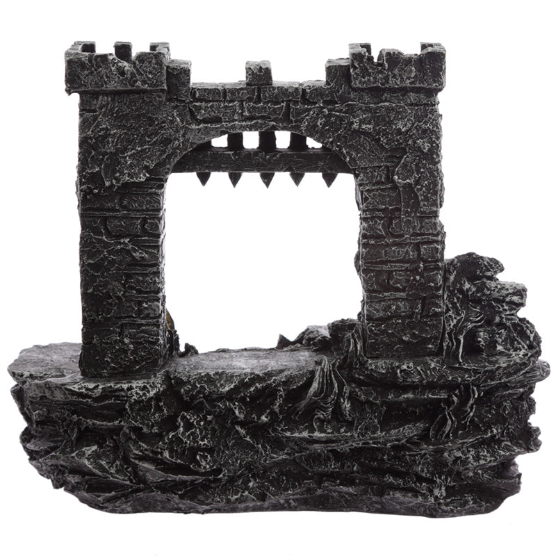 Intricate resin design of the knight display stand